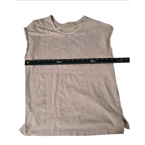 ZARA Faux Suede Fur Trim Sleeveless Top Tunic Tan Beige Size Medium Soft Boho - Picture 4 of 5